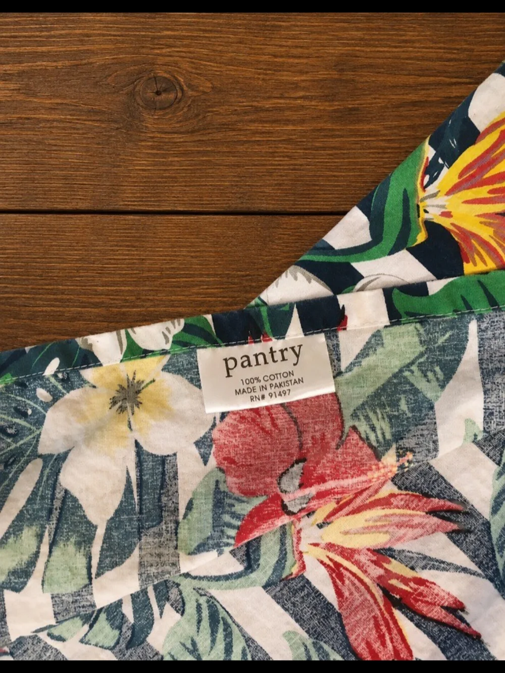 Tropical Floral Striped Apron Red Hibiscus Adjustable Tie Waist Pockets